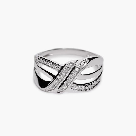 Anillo de oro blanco 18K diamante natural 0.02 ct. STARLACE