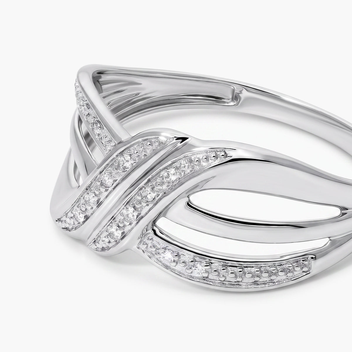 Anillo de oro blanco 18K diamante natural 0.02 ct. STARLACE