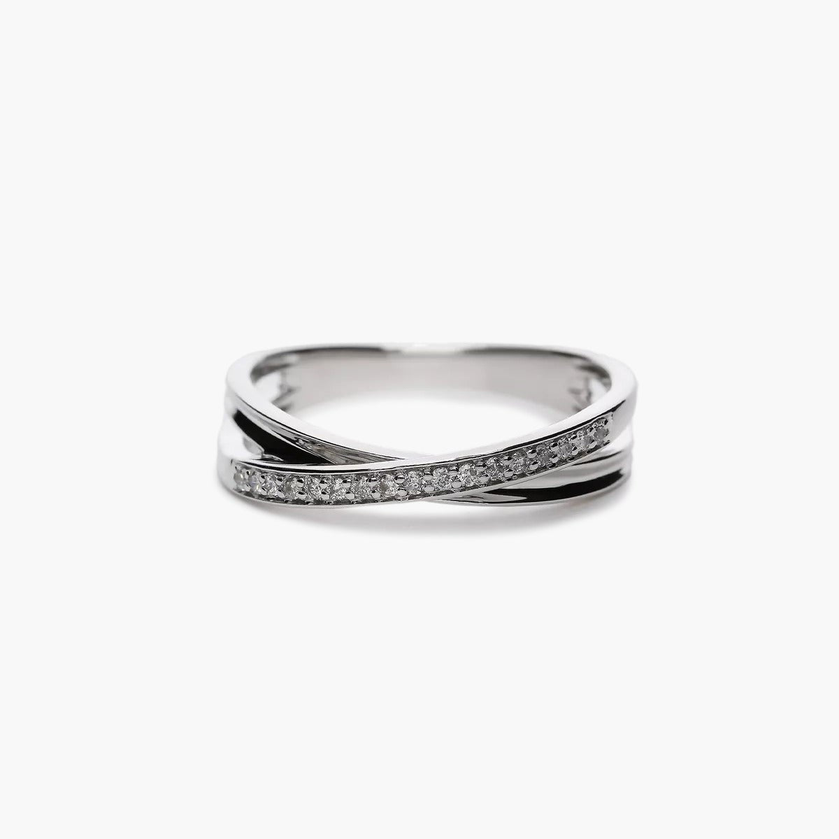 Anillo de oro blanco 18K diamante natural 0.102 ct.