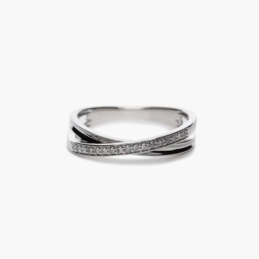 Anillo de oro blanco 18K diamante natural 0.102 ct.