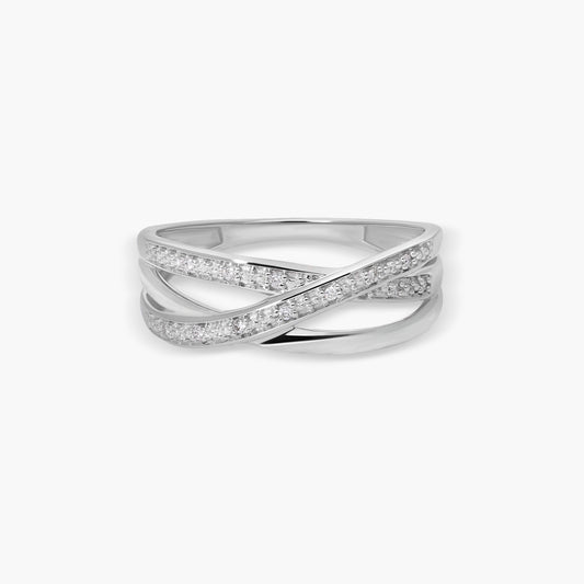 Anillo de oro blanco 18K diamante natural 0.03 ct.