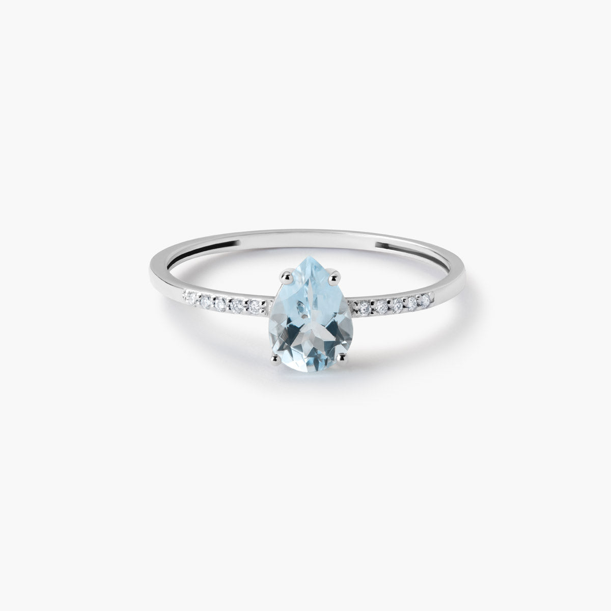 Anillo de oro blanco 18K diamante natural 0.05 ct. GLACIER