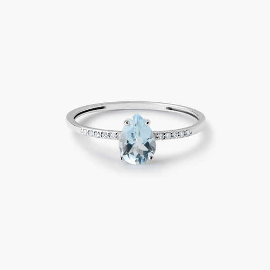 Anillo de oro blanco 18K diamante natural 0.05 ct. GLACIER
