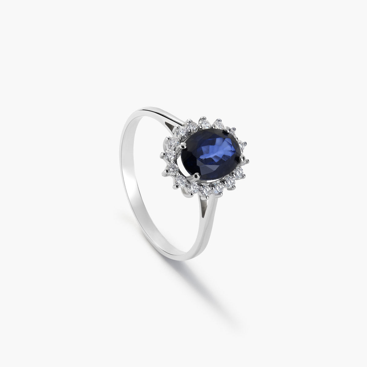 Anillo de oro blanco 18K diamante natural 0.3 ct. IMPERIAL SAPPHIRE