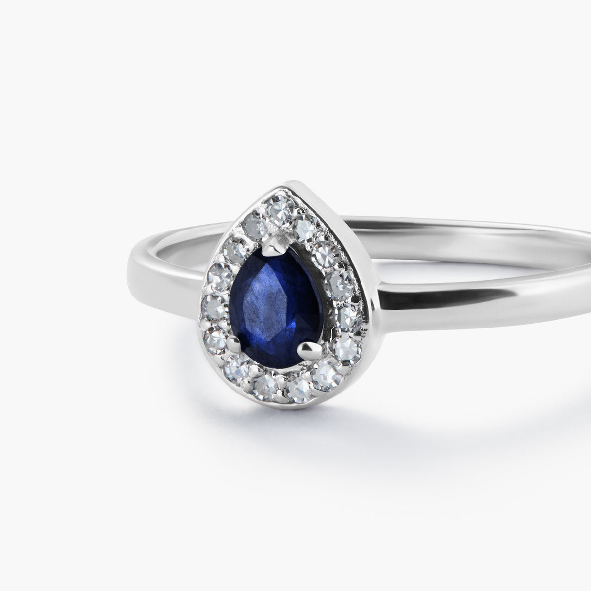Anillo de oro blanco 18K diamante natural 0.075 ct. IMPERIAL TEAR