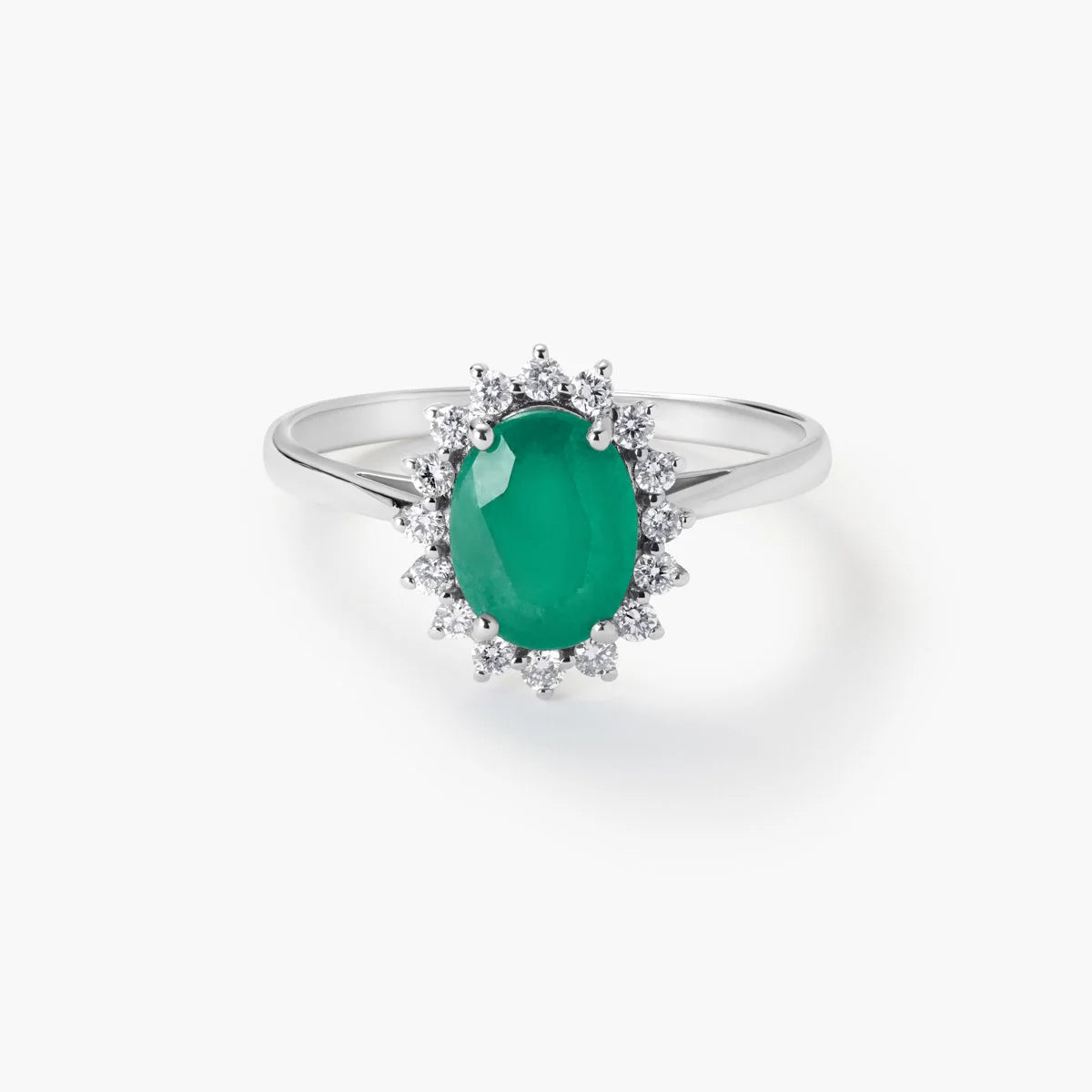 Anillo de oro blanco 18K diamante natural 0.3 ct. IMPERIAL EMERALD