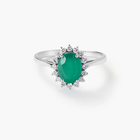 Anillo de oro blanco 18K diamante natural 0.3 ct. IMPERIAL EMERALD