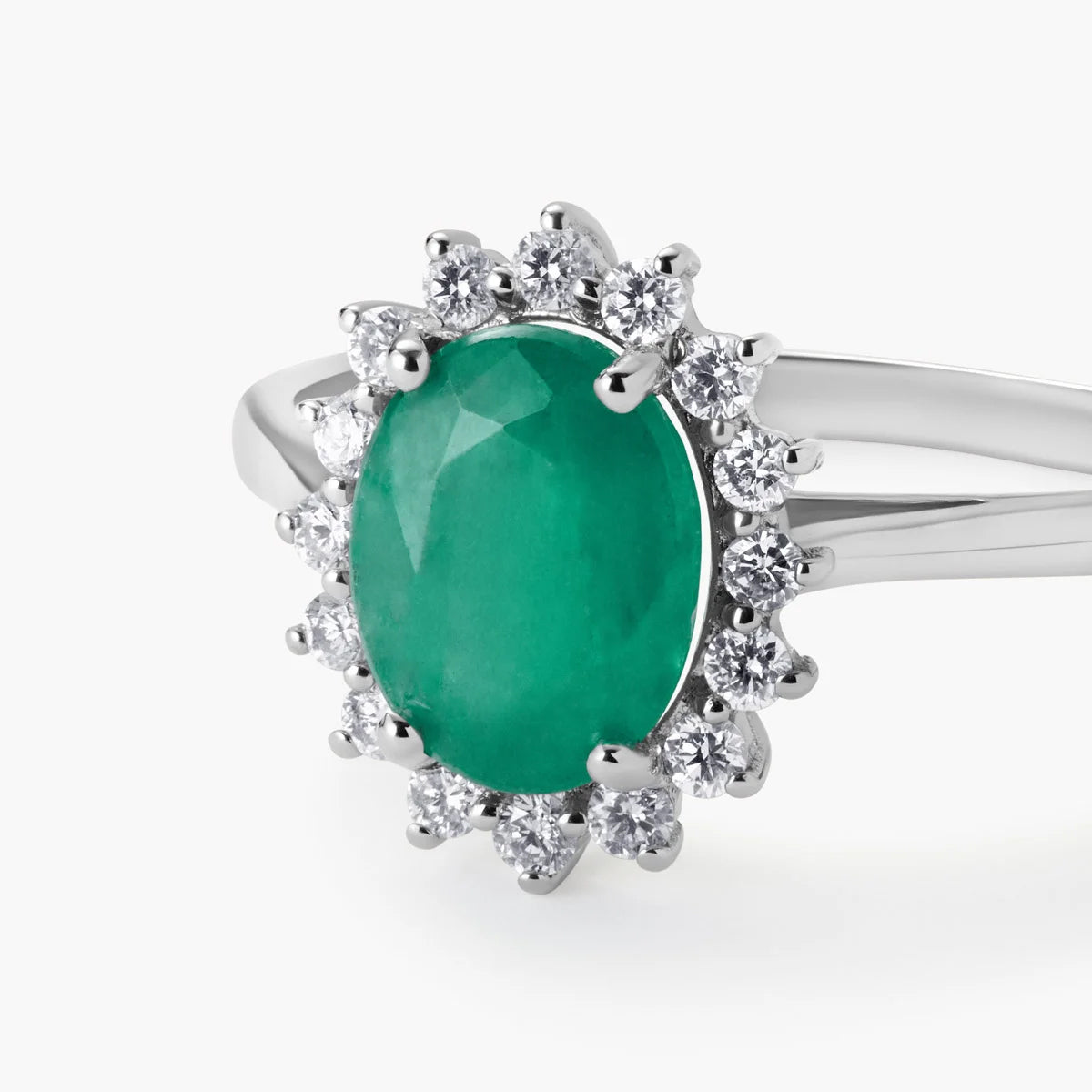 Anillo de oro blanco 18K diamante natural 0.3 ct. IMPERIAL EMERALD