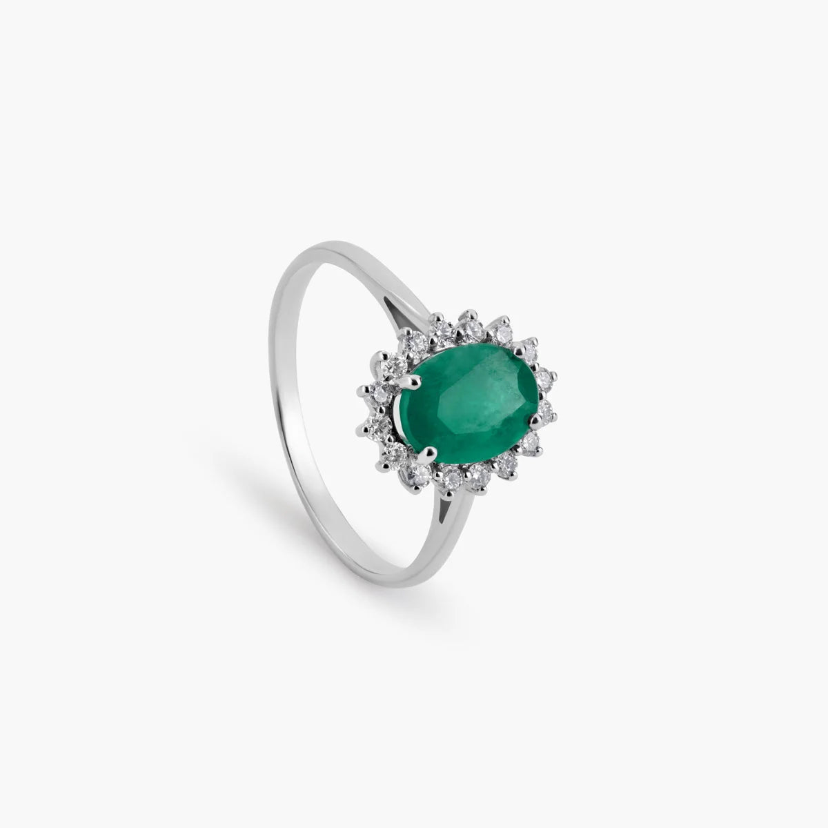 Anillo de oro blanco 18K diamante natural 0.3 ct. IMPERIAL EMERALD