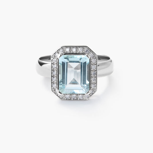 Anillo de oro blanco 18K diamante natural 0.144 ct. PALACE