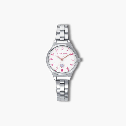 Reloj Viceroy Sweet 401324-04 infantil esfera blanca con dibujo corazón