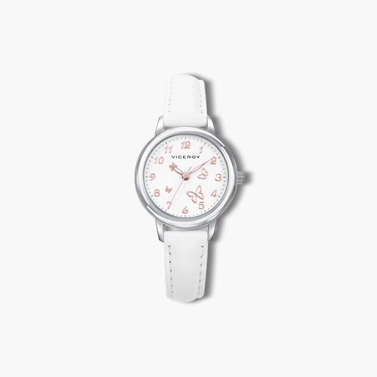 Reloj Viceroy Sweet 401326-05 infantil blanco con dibujo mariposas rosa