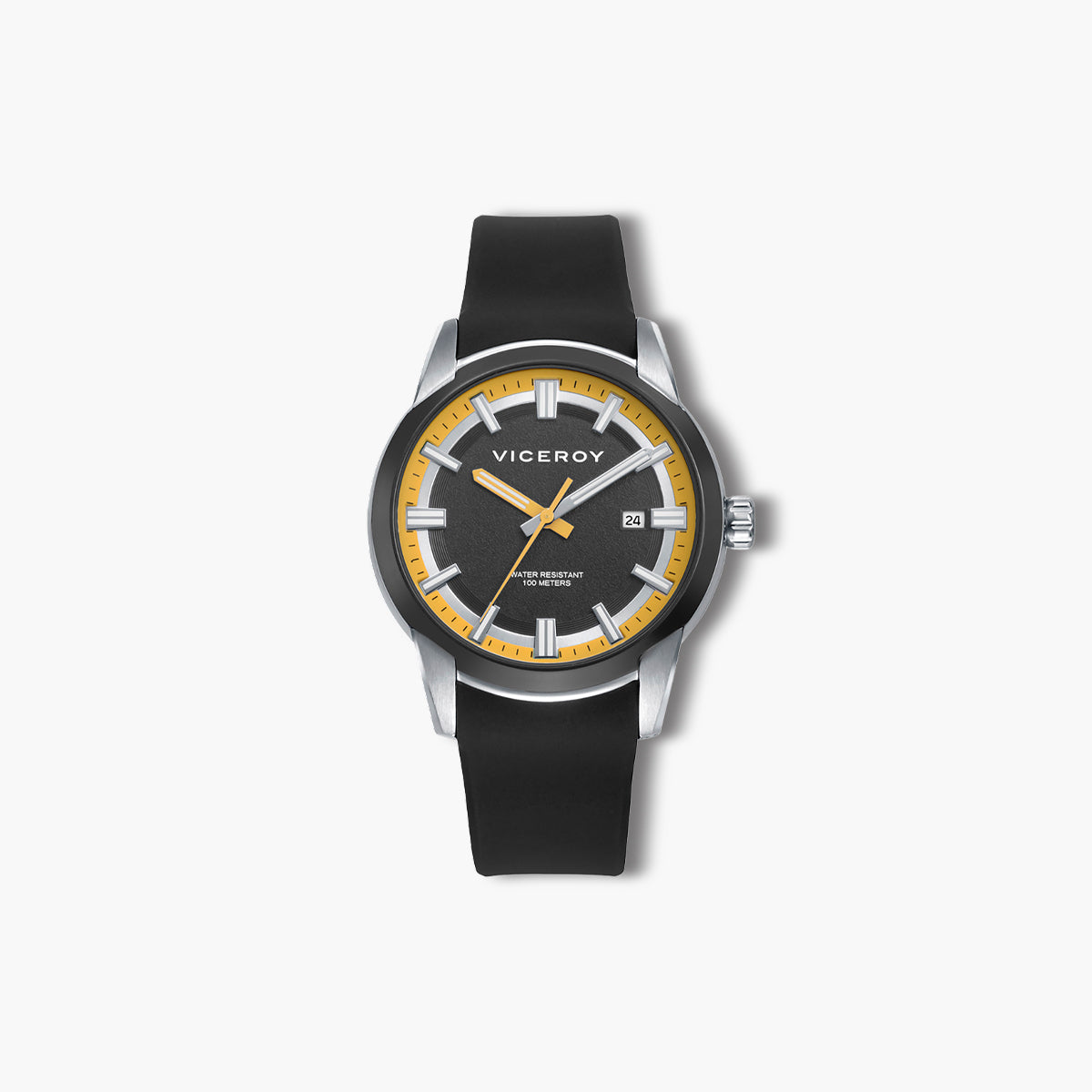 Reloj Viceroy Nexus 401501-57 acero bicolor correa negra esfera negra y amarilla