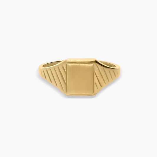 Sello dibujo 2 lados rayado gallón de oro 18K