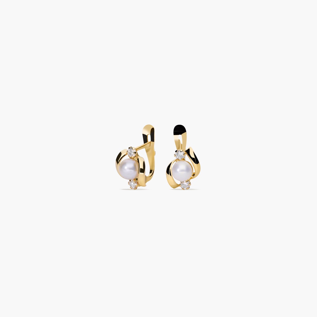 Pendientes de oro 18K con perlas y circonitas 6 mm