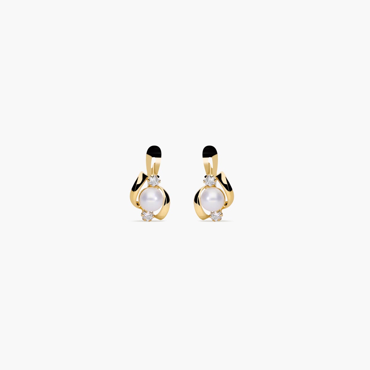Pendientes de oro 18K con perlas y circonitas 6 mm