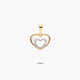 Colgante doble corazón de oro bicolor 18K circonitas 13 mm