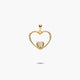 Colgante doble corazón bolitas de oro 18K circonitas 16 mm