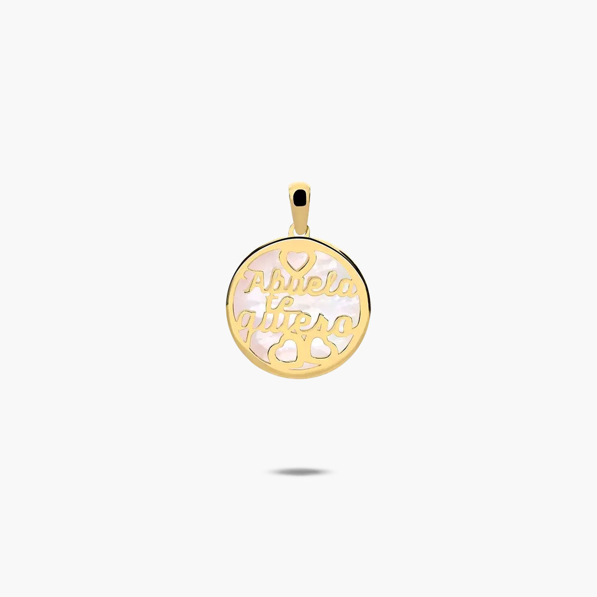 Colgante de oro 18K nácar "Abuela te quiero" 16 mm