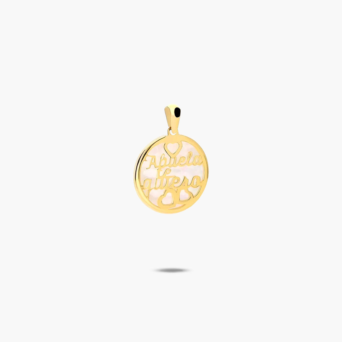 Colgante de oro 18K nácar "Abuela te quiero" 16 mm