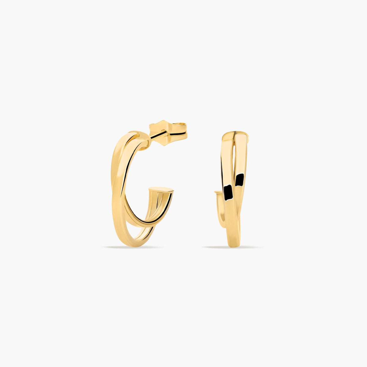 Pendientes de aro enlazado de oro 18K 14 mm