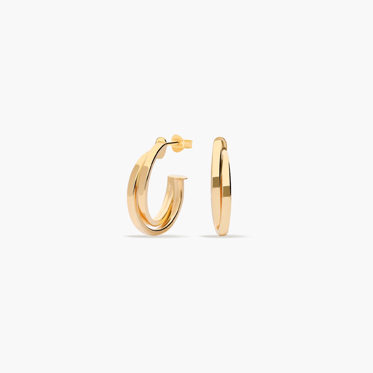 Pendientes de aro enlazado de oro 18K 14 mm