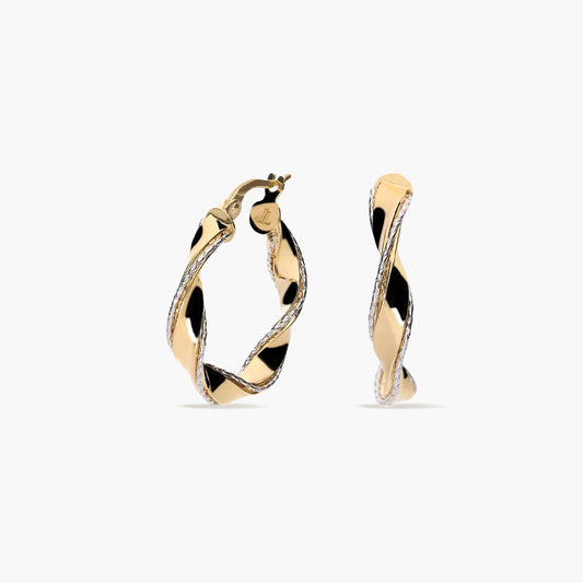 Pendientes de aro de oro bicolor 18K 20 mm DOUBLE HELIX