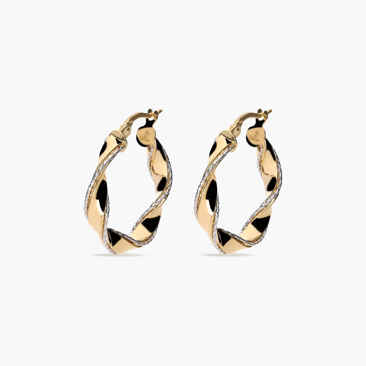Pendientes de aro de oro bicolor 18K 20 mm DOUBLE HELIX