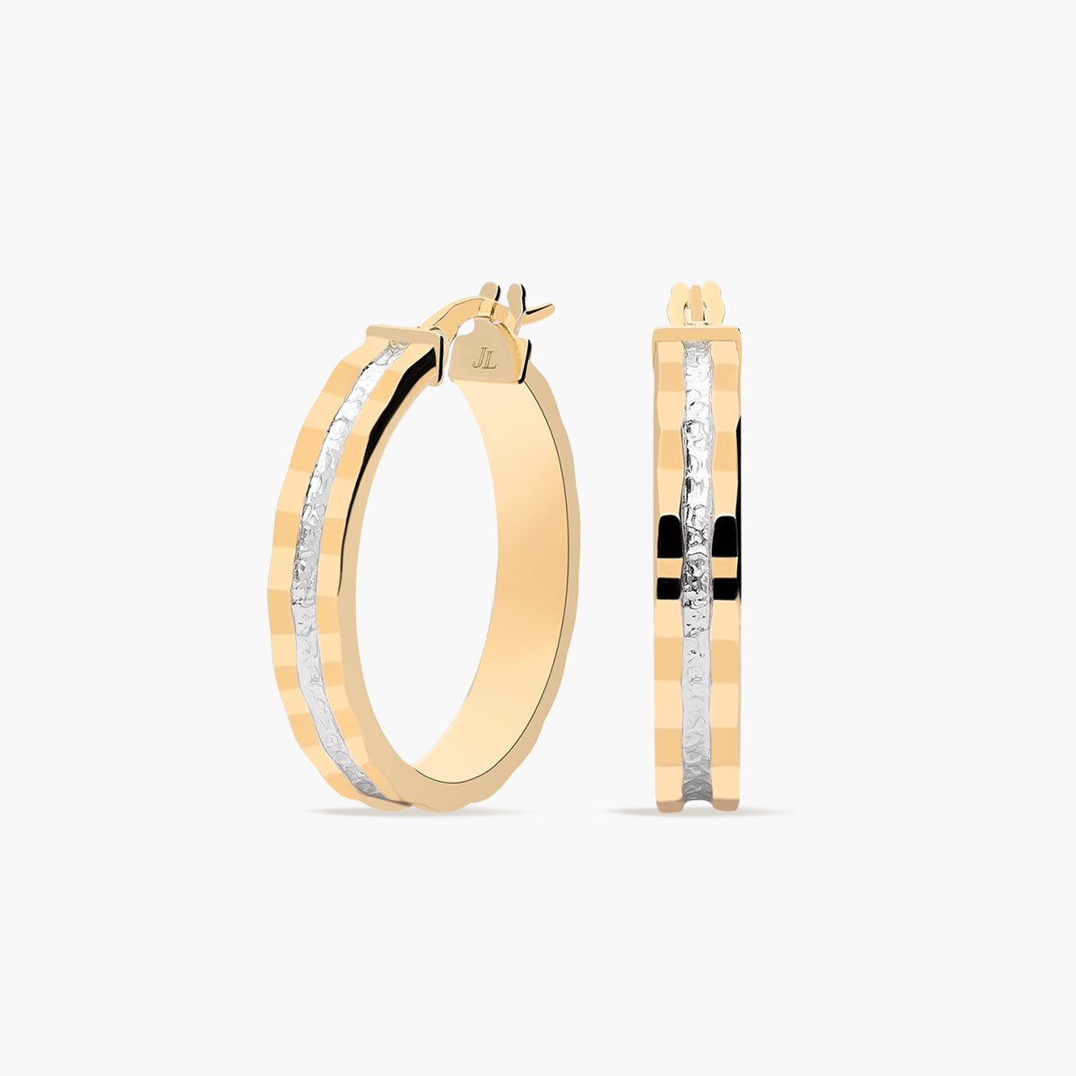 Pendientes de aro de oro bicolor 18K 25 mm MONTE CARLO