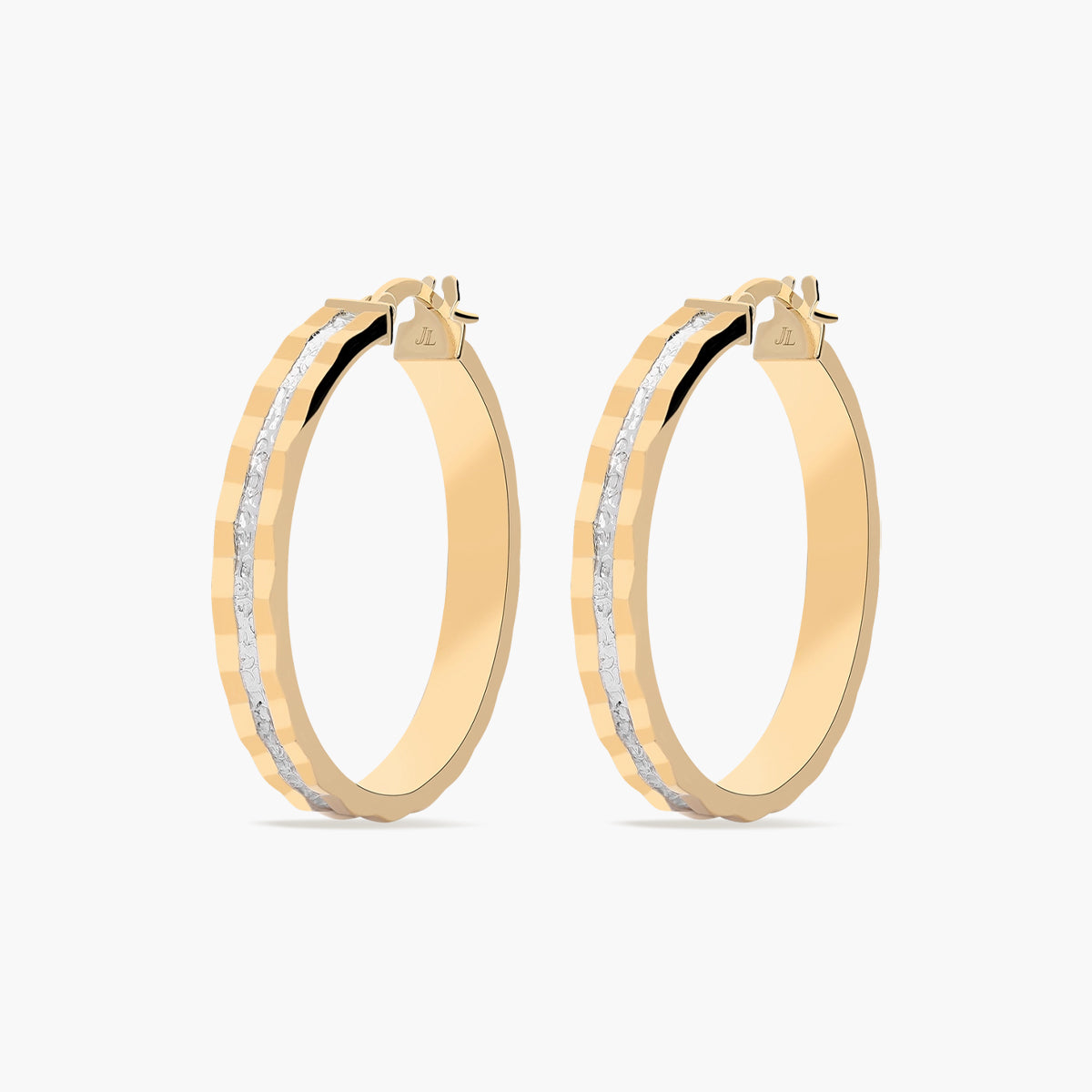 Pendientes de aro de oro bicolor 18K 30 mm MONTE CARLO