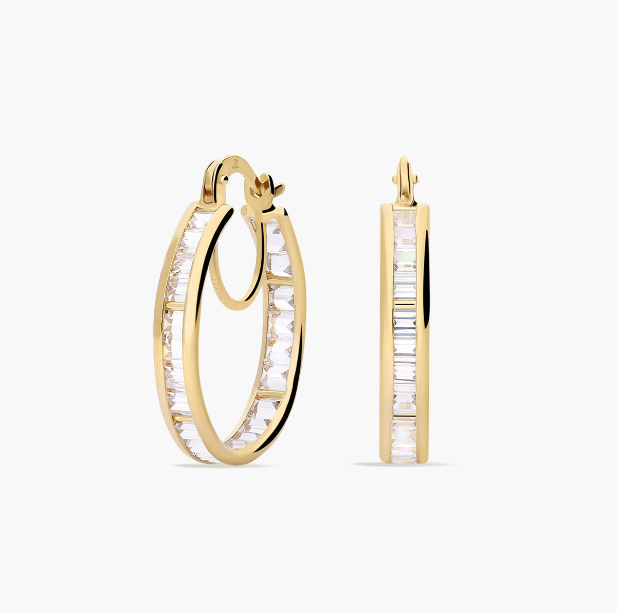 Pendientes de aro de oro 18K circonitas 20 mm