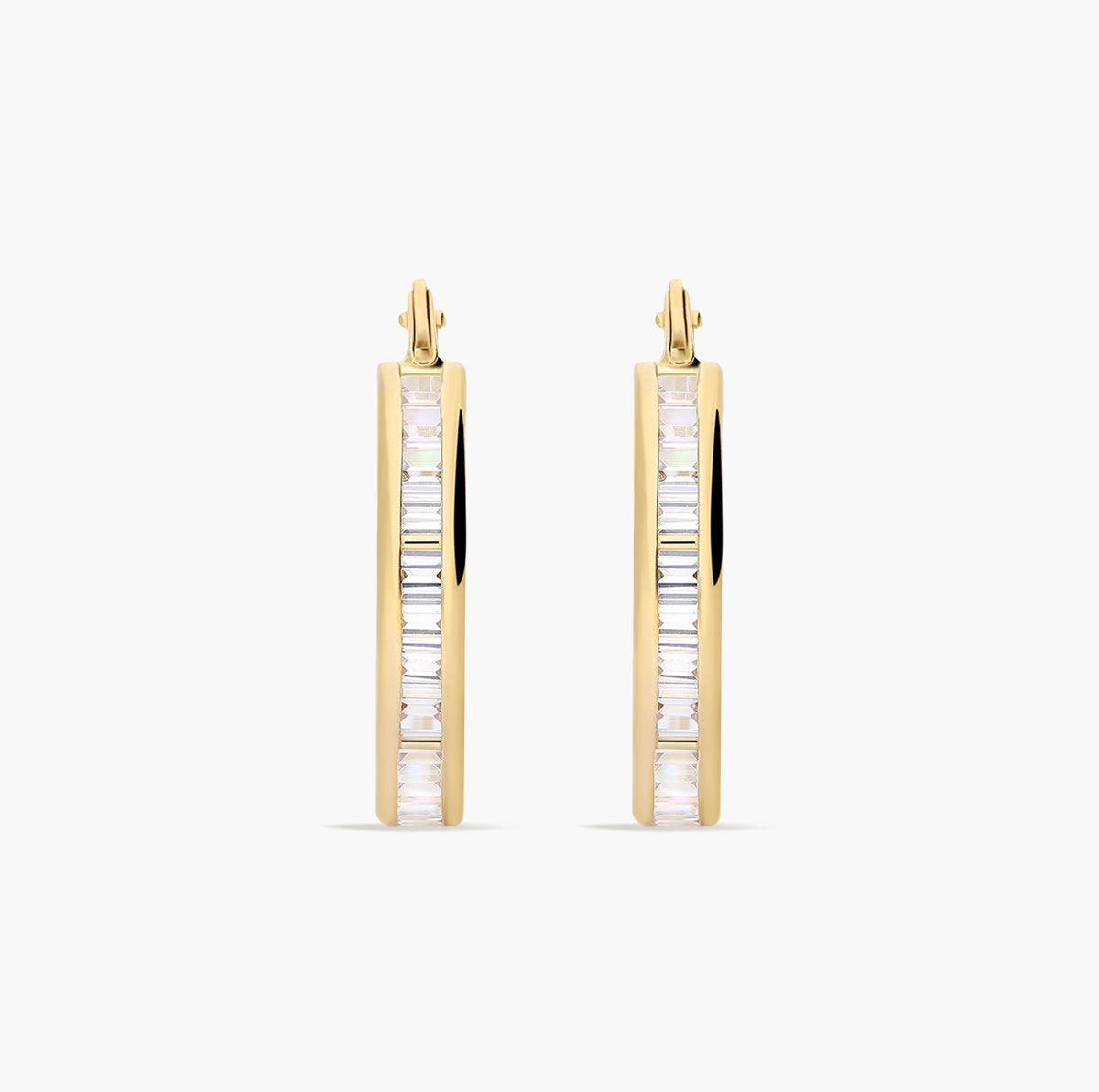 Pendientes de aro de oro 18K circonitas 20 mm
