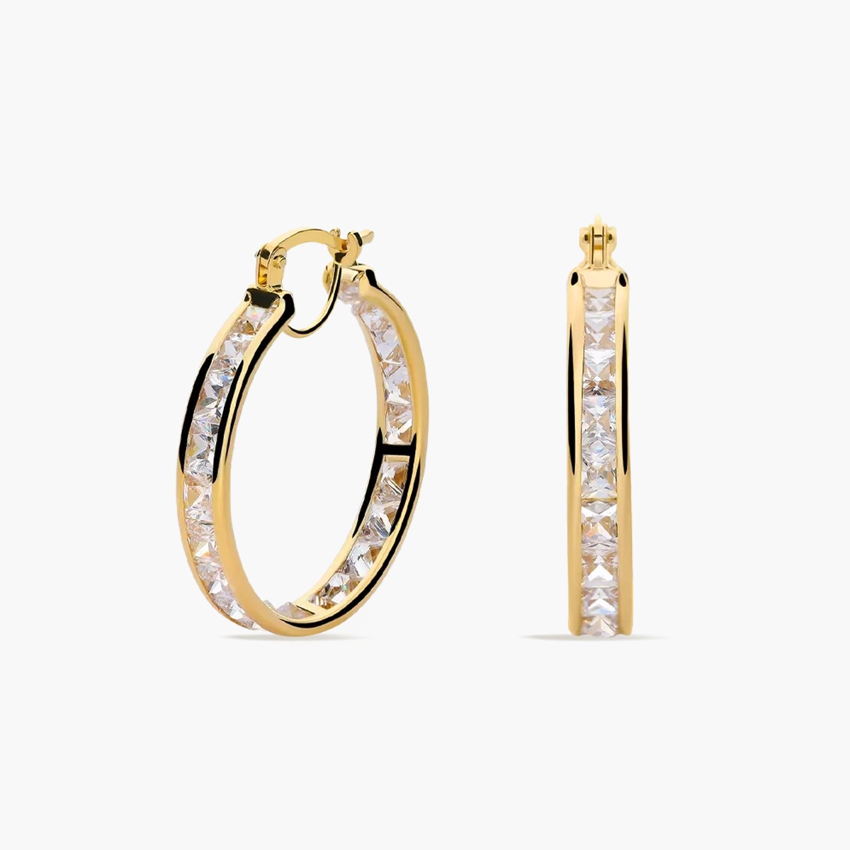 Pendientes de aro de oro 18K circonitas 23 mm