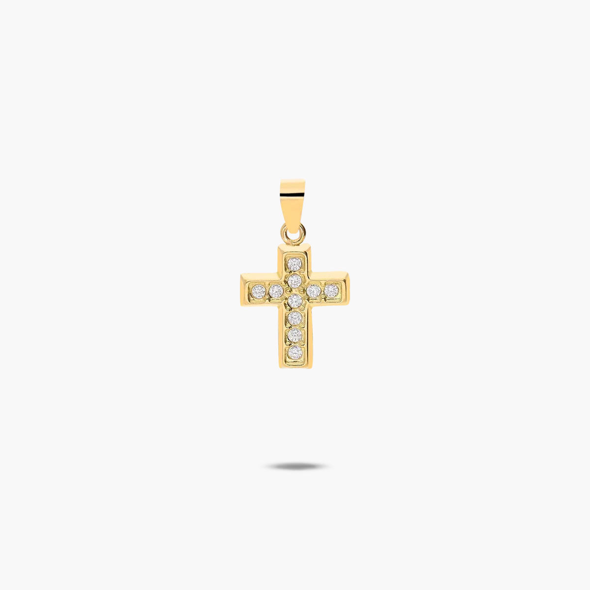 Cruz de oro 18K circonita cúbica grano