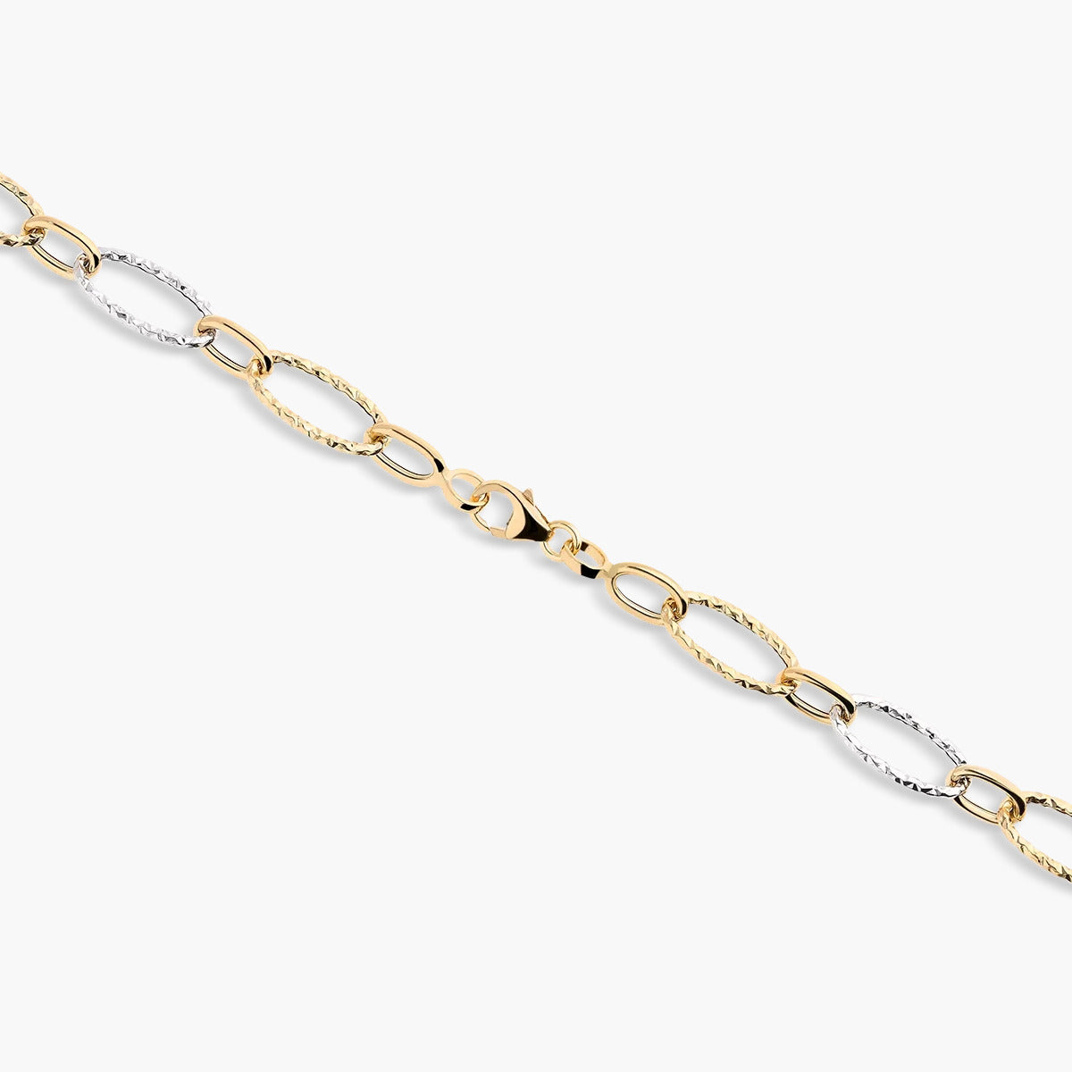 Gargantilla de oro bicolor 18K 45 cm anillas