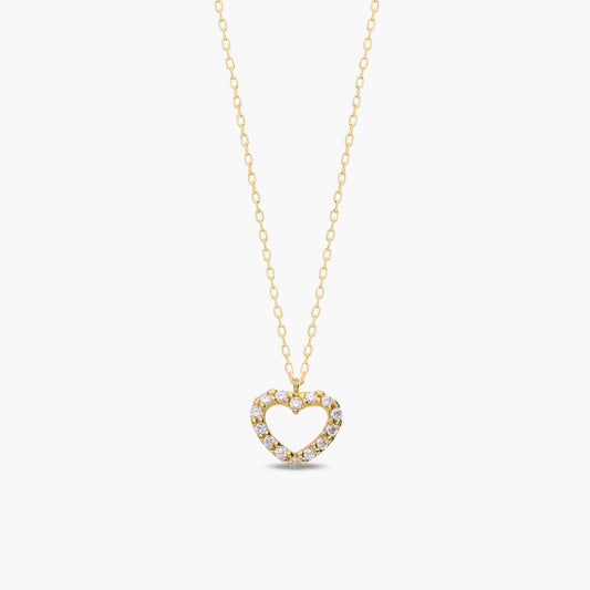 Collar silueta corazón de oro 18K circonitas 7 mm