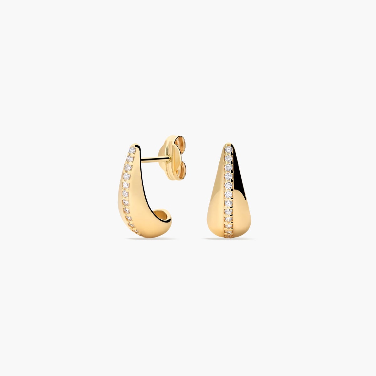 Pendientes gota de oro 18K circonitas 15 mm