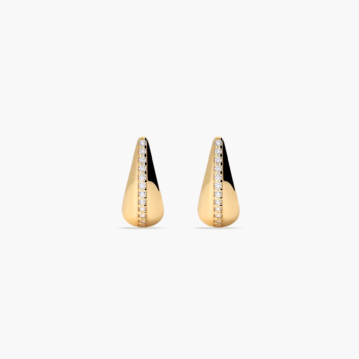 Pendientes gota de oro 18K circonitas 15 mm
