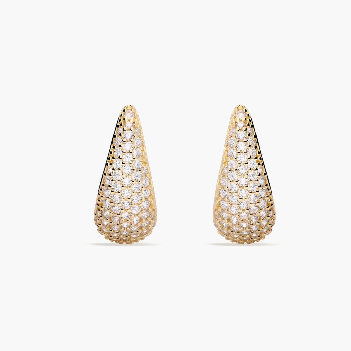 Pendientes gota de oro 18K circonitas 15 mm