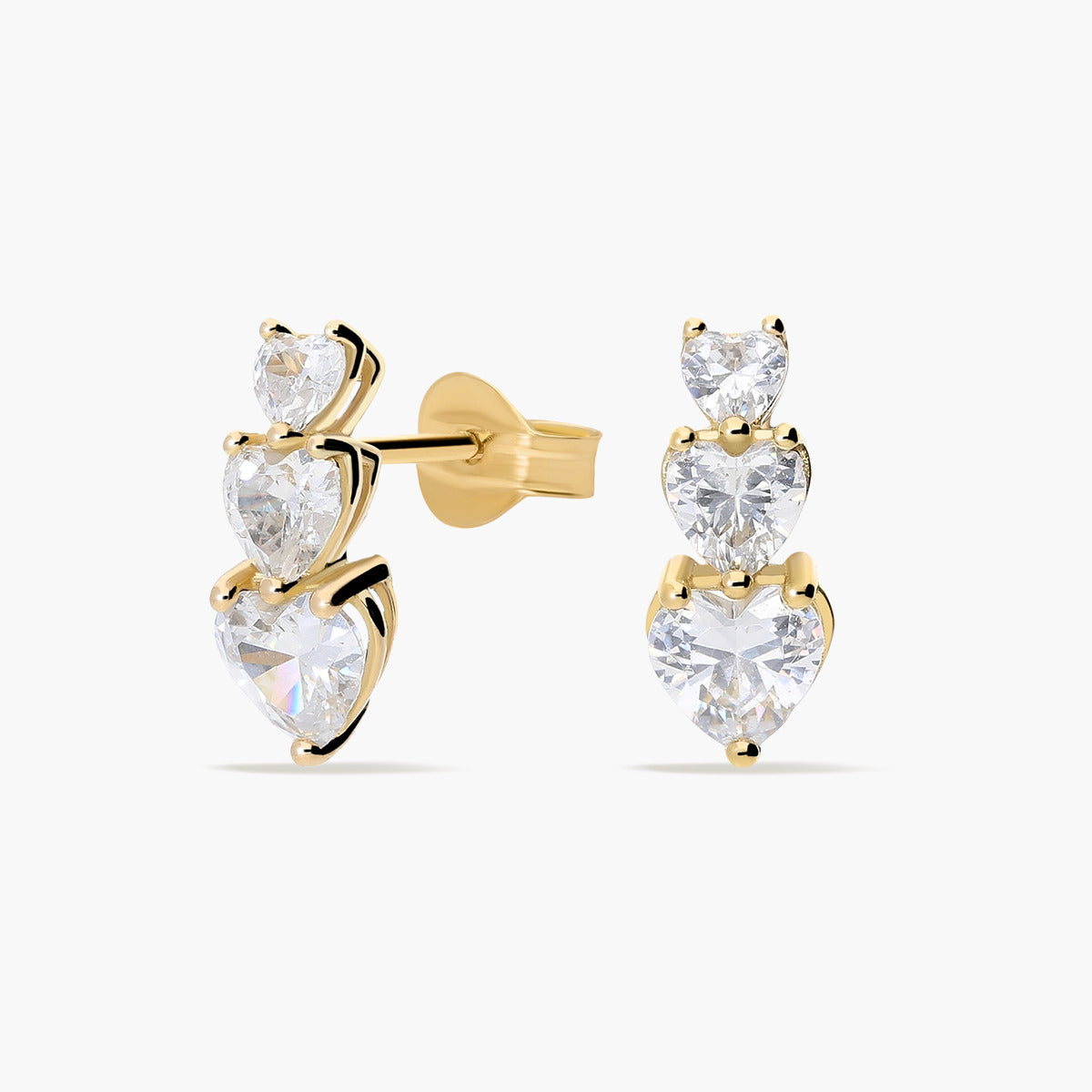 Pendientes corazones de oro 18K circonitas 13 mm FANCY LOVE