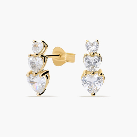 Pendientes corazones de oro 18K circonitas 13 mm FANCY LOVE