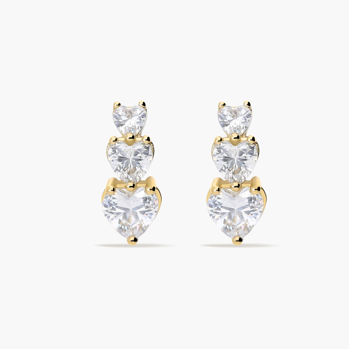 Pendientes corazones de oro 18K circonitas 13 mm FANCY LOVE