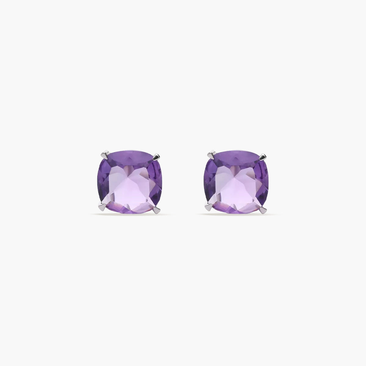 Pendientes de oro blanco 18K amatista violeta 10 mm