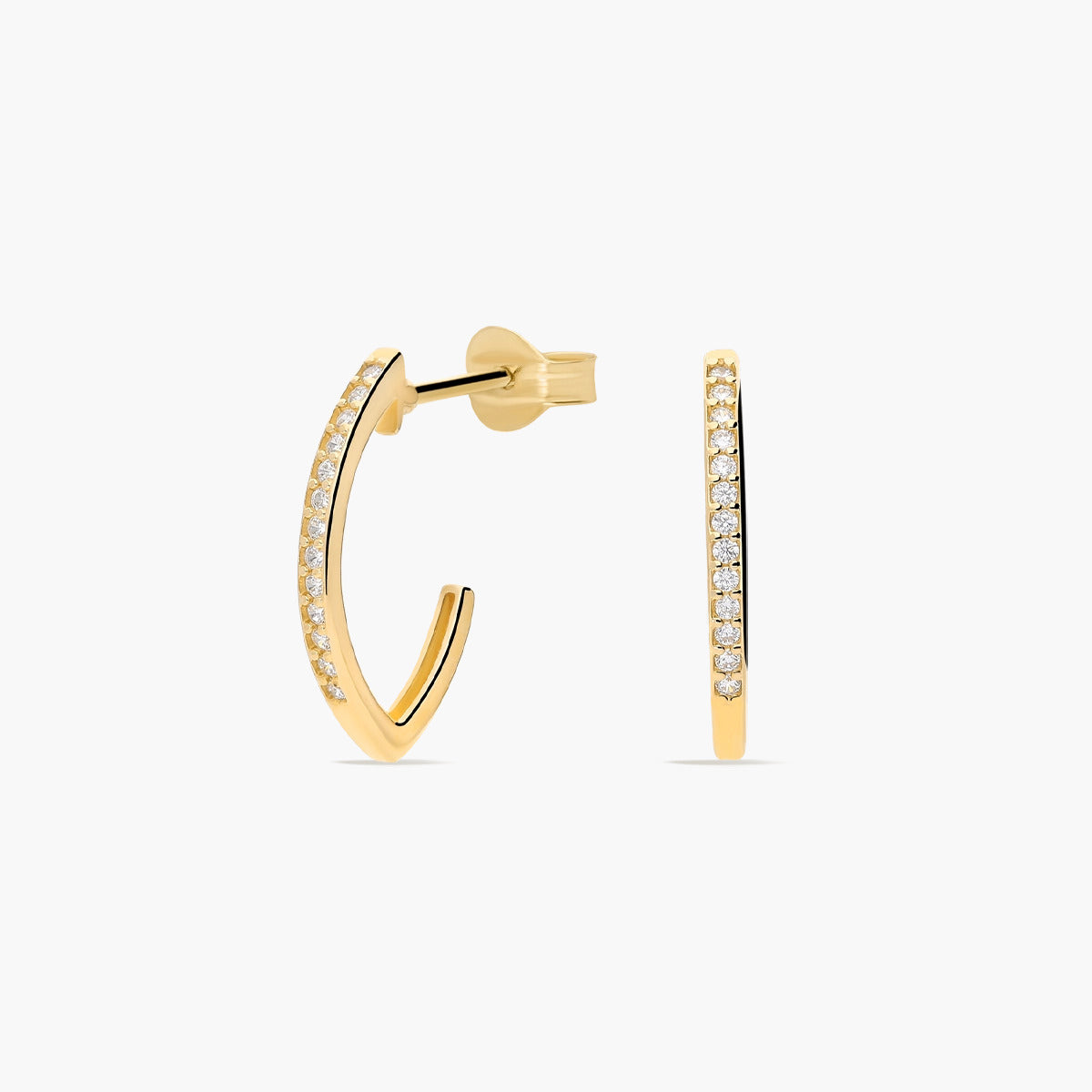 Pendientes de oro 18K tipo aro circonitas 15 mm