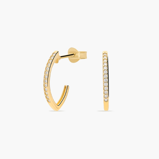 Pendientes de oro 18K tipo aro circonitas 15 mm
