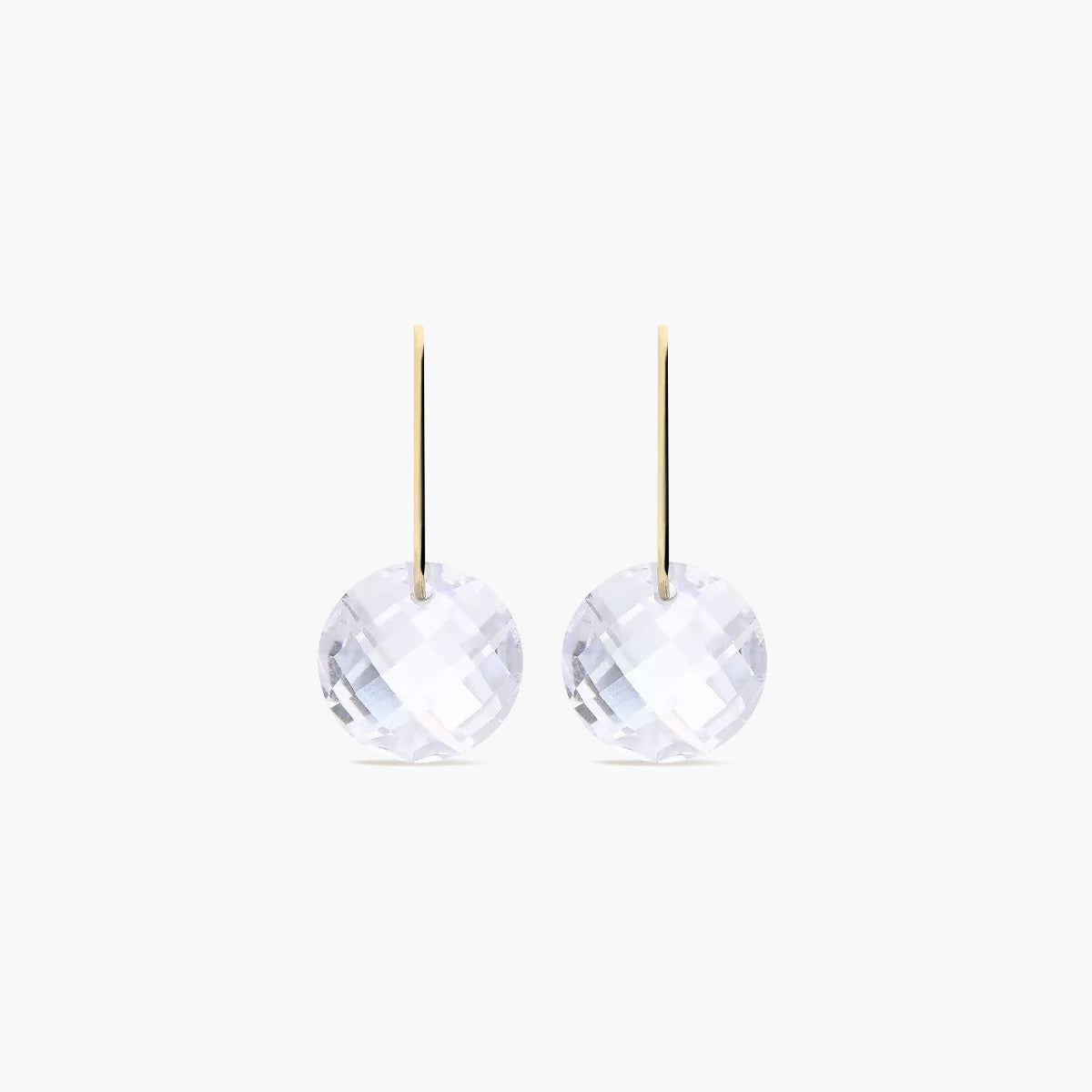 Pendientes largos de oro 18K circonita 22 mm