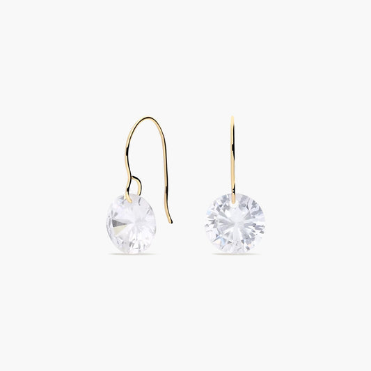 Pendientes largos de oro 18K circonita 18 mm