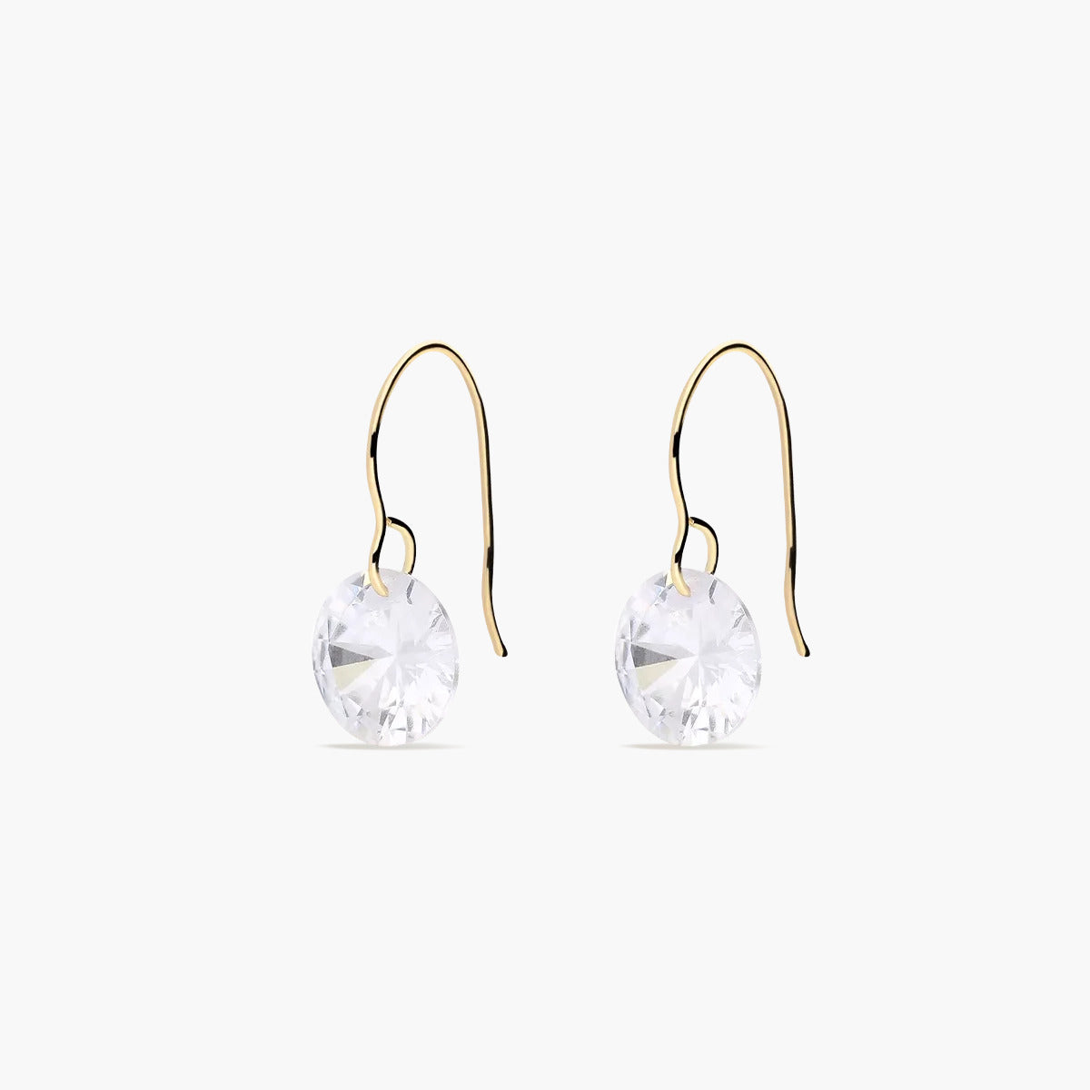 Pendientes largos de oro 18K circonita 18 mm