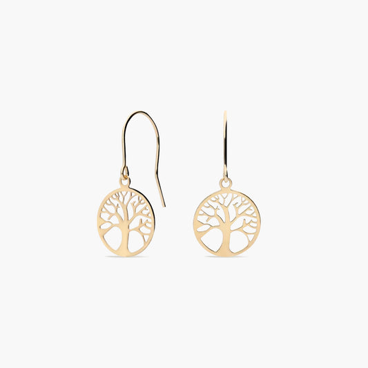 Pendientes largos árbol de la vida de oro 18K 25 mm TREE OF LIFE