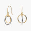 Pendientes largos doble círculo de oro 18K 25 mm